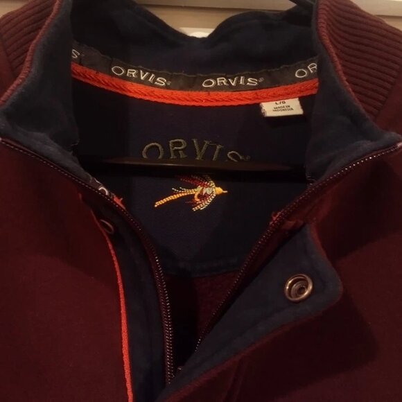 Orvis Fly-Fishing Men's 1/4 Zip Cotton/Polyester Pullover Maroon Large Sweater - Picture 3 of 7